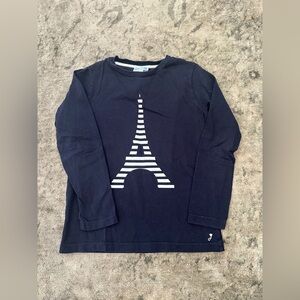 Jacadi Navy Long Sleeve boys size 8 Shirt with Logo